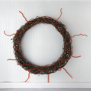 Icehouse installation wreath wall