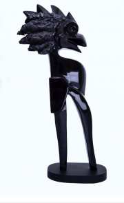 Betty Paiz, T'UUT, black marmorine sculpture, 90x12x20 cm. 2018