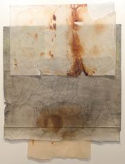 Baked Composition No.10. 2016. watercolour, paper, wax, pins. 87x69cm.